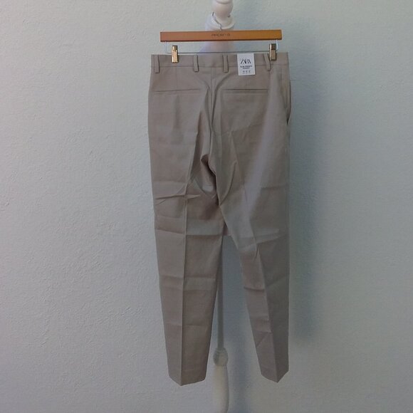 Zara Pants Men's Slim French Pocket 30 Khaki Color NEW - Picture 2 of 7